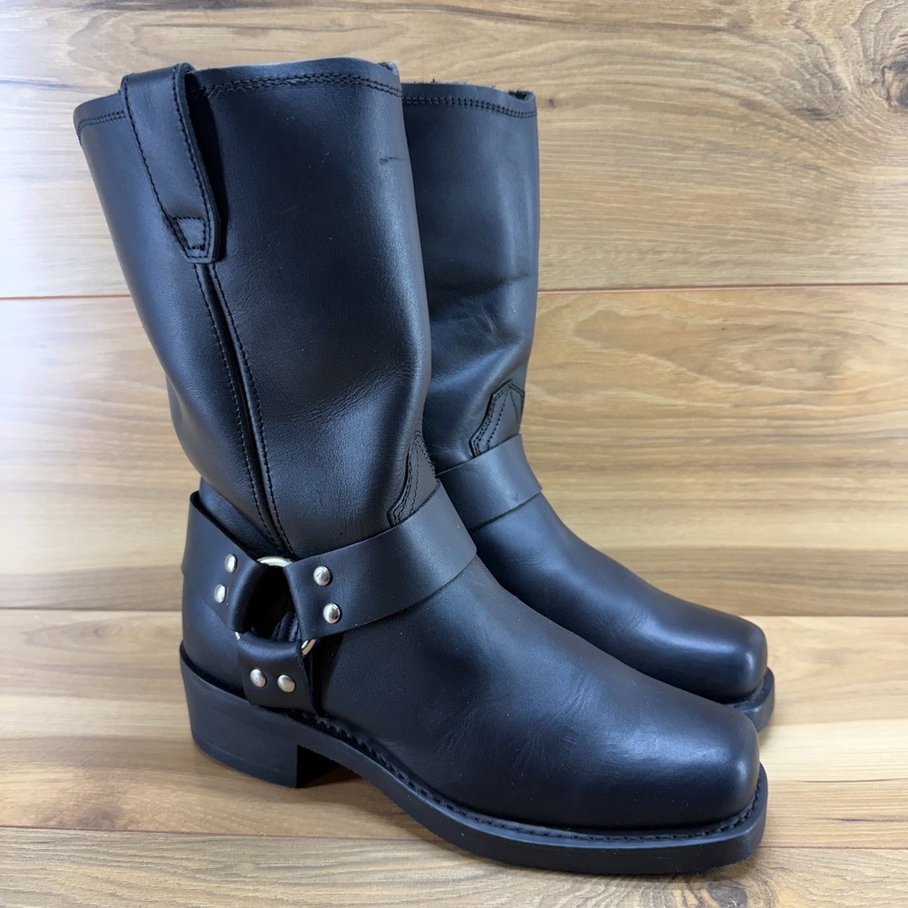 Durango Harness Biker boots Womens 8.5 M Black Leather Moto Riding Square Toe - Picture 2 of 11